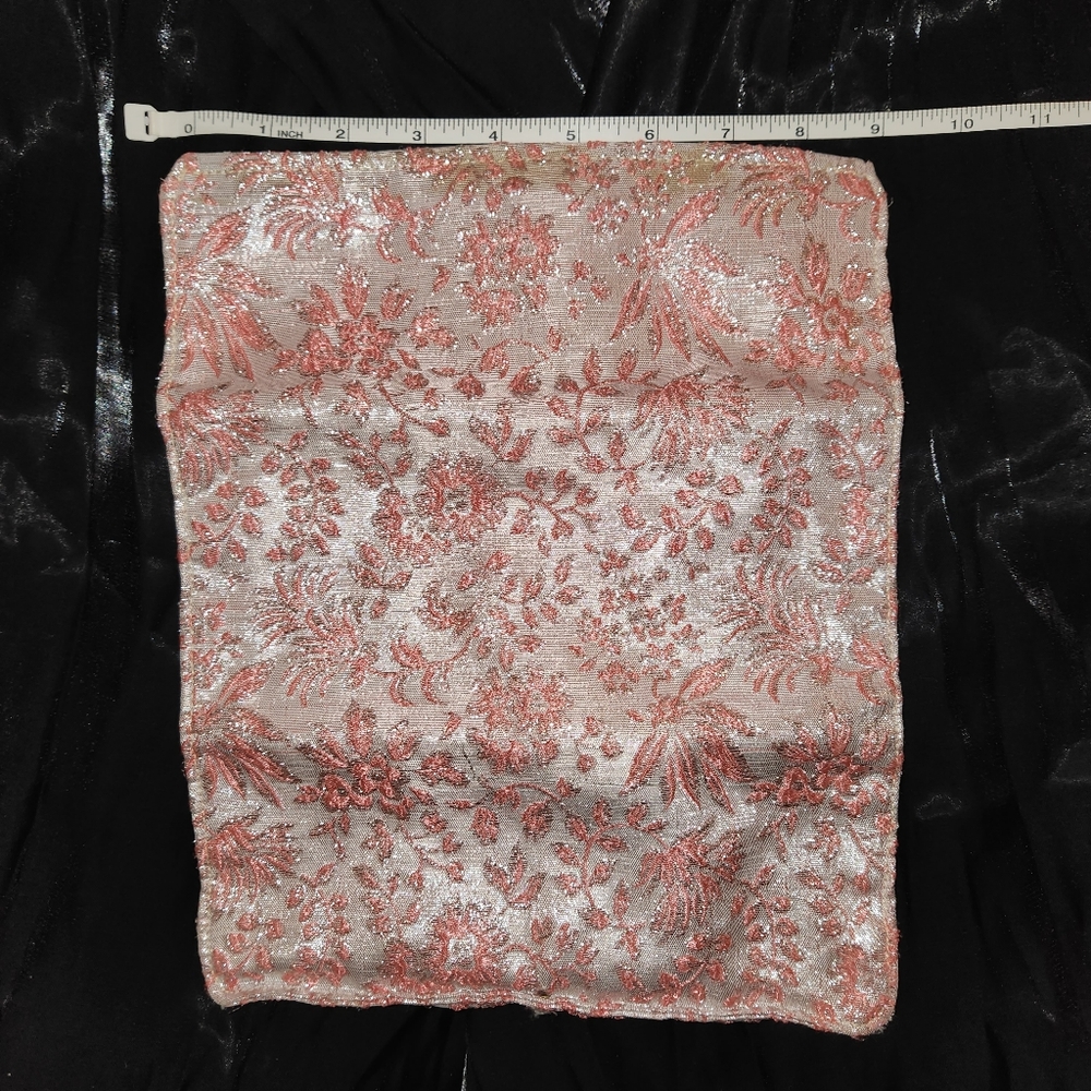Evening/cosmetic bag, rose gold paisley, foldable, 9 inch wide by 11 inch long - Picture 4 of 6